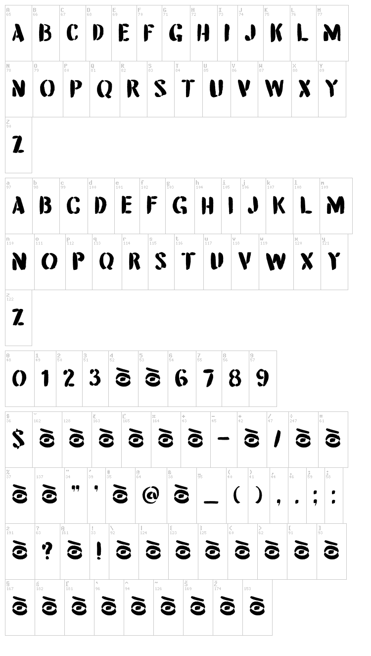 DK Attention Seeker font map